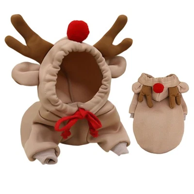 Disfraz de ciervo para perro adorable festivo 3D orejas de reno ropa invierno mascotas sudaderas con capucha Foto 1 de 4