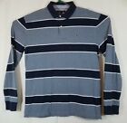 Tommy Hilfiger XL Men's Striped Blue/Grey/White Rugby Long Sleeve Polo Shirt