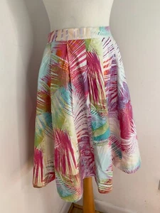 Karen Millen pattern print Skirt 10 VGC A line cotton pleated classic - Picture 1 of 7