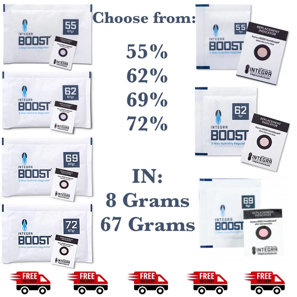 Integra Boost 2-Wege Feuchtigkeitskontrolle Regler Pack - 55 % 62 % 69 % 72 % - 8 oder 67  - Bild 1 von 1