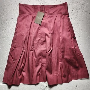 Anthropologie Damenrock Größe 4 rot rosa Knöpfe durchgehender Reißverschluss vorne plissiert neu mit Etikett - Bild 1 von 16