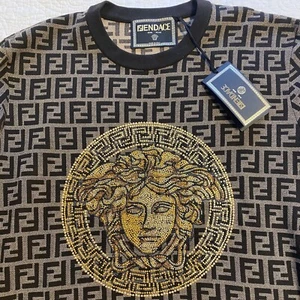 Fendace Fendi Versace Collab Sweatshirt Studded Medusa 2XL Italian Size 56 - Picture 1 of 16
