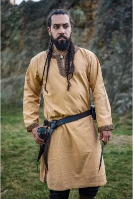 Wikinger Tunika mit Bordüre Honigbraun - Bild 1 von 4