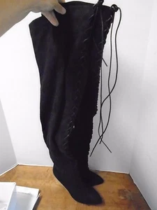 Stivali Chelsea Zoe Pagan neri 8 M nuovi microfibra pizzo zip laterale stiletto anteriore - Foto 1 di 6