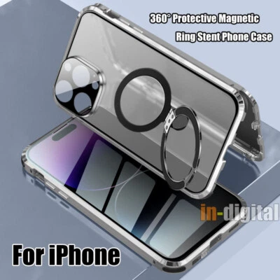 360 Magnetic Case for iPhone 16 Pro Max 16 Plus 16e Privacy Anti Peep Ring Stand - Image 1 of 4
