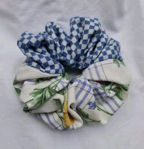 VINTAGE SCRUNCHIE Floral Large Hair Accessory Cloud Cottage Core Collection Blue - Picture 1 of 6
