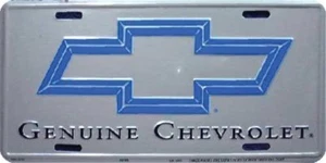 Placa/letrero genuino Chevrolet plateado en relieve de metal - Imagen 1 de 1