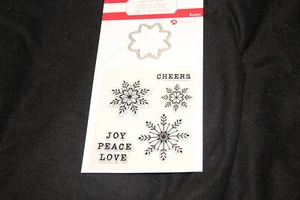 Snowflake winter joy peace love cheers acrylic stamps & die set 6 NIP - Bild 1 von 3