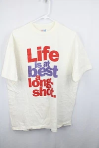 VINTAGE 90s Life is LS T-Shirt Erwachsene Größe XLarge weiß Made in USA Hanes Beefy T - Bild 1 von 5