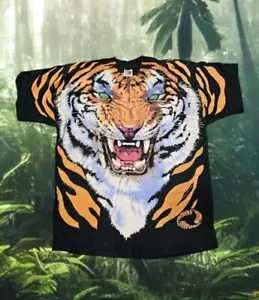 1996 Liquid Blue Replica All Over Print Tiger Nature FOTL T Shirt XL  - Picture 1 of 12