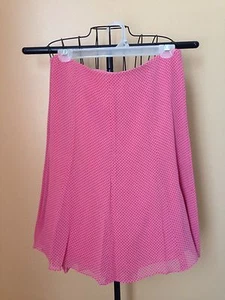 Gonna Express 100% seta rosa lunghezza ginocchio nera a pois taglia 6 - Foto 1 di 3