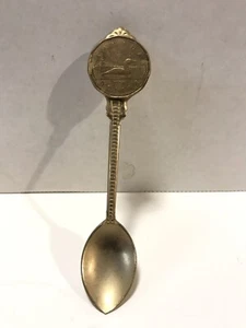 Vintage 1990 Kanada Gold Dollar Münze Sammlerstück Souvenir Löffel Made in Canada - Bild 1 von 7