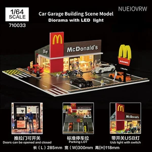 1/64Diorama Car Garage Model LED Lighting Car Parking Lot Scene Model Collection - Picture 1 of 30