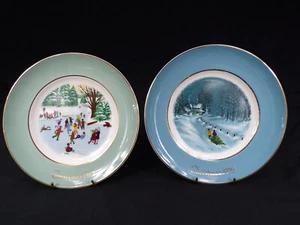 2 Vintage Avon Christmas Plates 1975 Skaters 1976 Christmas Tree Wedgewood L24 - Picture 1 of 12