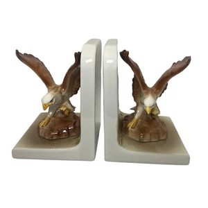 2 Vintage Ceramic Flying American Eagle Book Ends Birds Japan - Picture 1 of 7