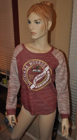 ULM Warhawks Women's Team Berry Ivory  Long Sleeve T-Shirt - College Small,  Med Cover