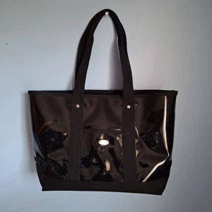 Coach Fragrance See-Through Sparkled Tote Bag / Vinyl & Canvas Handle / Black - Bild 1 von 8