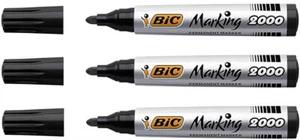 3 BIC MARKING 2000 Black Color Universal Permanent Marker Pens Made in France - Picture 1 of 7