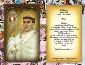 Saint Norbert with Prayer - Laminated Holy Card - 5.5 in x 3.5 in - Picture 1 of 3