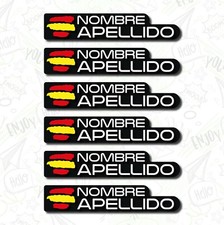 6X BANDERA NOMBRE PERSONALIZABLE PEGATINA VINILO MTB CASCO BTT BICICLETA STICKER