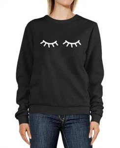 Sweatshirt Damen Wimpern Aufdruck Eyelashes Print schlafen müde Augen - Bild 1 von 2