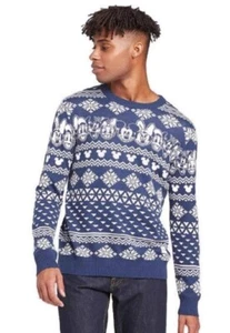 Suéter de Navidad de Personajes Disney - Azul/Blanco - Mickey, Minnie, Lucas - Para Hombre L - Imagen 1 de 1
