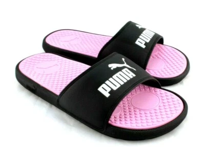 Sandalias deslizables PUMA Cool Cat talla 9 negras/rosa con logotipo de gato fresco blancas para mujer Foto 1 de 4