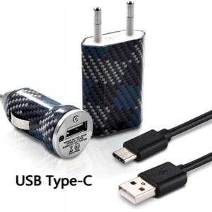 Wall Charger Car USB Cable Type C Pattern CV04 for Samsung Galaxy A50 - Picture 1 of 5