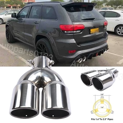 Rear Car Dual Exhaust Muffler Tip Tail Pipe Steel For Jeep Grand Cherokee Foto 1 de 4