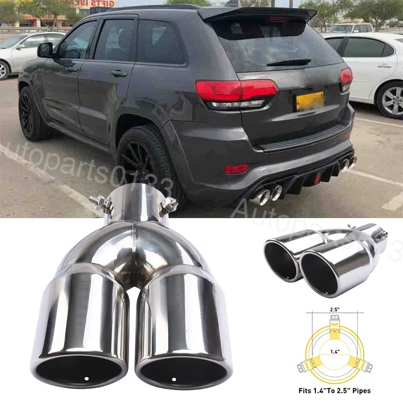 Rear Car Dual Exhaust Muffler Tip Tail Pipe Steel For Jeep Grand Cherokee Foto 1 de 4