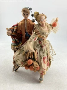 Vintage Klumpe Roldan Spanish Dancers Cloth Dolls 9.5" Floral Dress Fruit - Picture 1 of 6