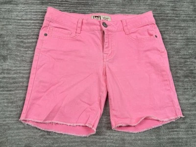 L.E.I. Pantalones Cortos Juniors 7 Rosa Ashley Tiro Bajo Corte Dobladillo Crudo Mezcla de Algodón Foto 1 de 4