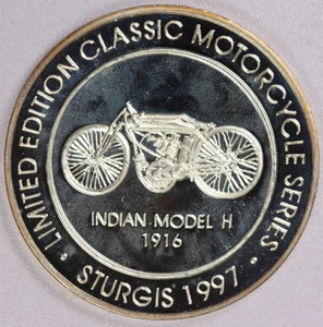 1997 STURGIS Indian Model H. Motorcycle Mount Rushmore .999 Silver Round - Picture 1 of 3
