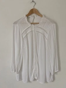 Monsoon Blouse 18 White Lace Pleat 3/4 Sleeve Pullover Top - Picture 1 of 8
