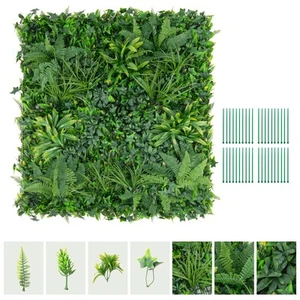 4 Pack 20" x 20" Artificial Hedge Boxwood Panels w/ 7 Types of Mixed Plants - Picture 1 of 9