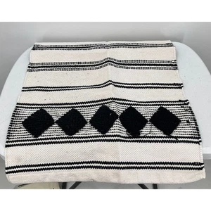 Caravan Boho Farmhouse Black White Woven Lightweight Kitchen Washable Home Rug - Picture 1 of 11