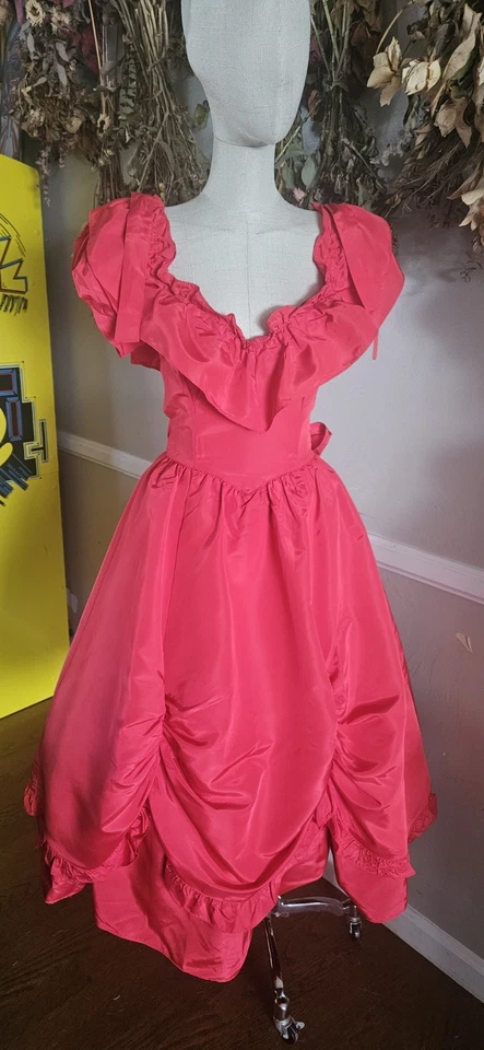 Vintage 1980s Red Contempo Casuals Prom Dress Mkd Sz 7 As Is - Image 1 of 4