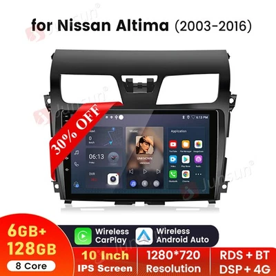 8Core 6+128GB Android 14 Carplay Stereo Radio GPS 4G For Nissan Altima 2013-2018 - Image 1 of 4