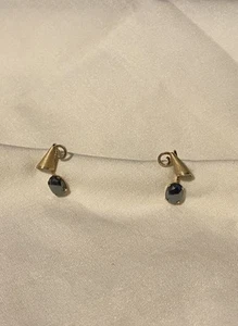 DCE Curtis Vintage 60s 14K GE Earrings Faceted Hematite Delicate Screw Back - Picture 1 of 2