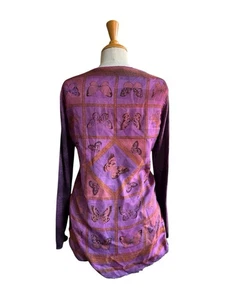 AVANT TOI cashmere silk popover tunic purple butterflies Italy size L - Picture 1 of 11