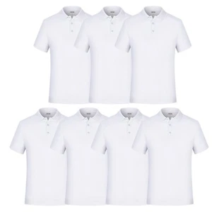 7 Pack Mens Casual Soft Cotton Polo T Shirt Dri-Fit Short Sleeve for Sports Golf - Picture 1 of 87