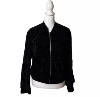 Белый дом черный рынок цветочный бархат бархата Y2K черный Bomber куртка США XS - Изображение 1 из 4