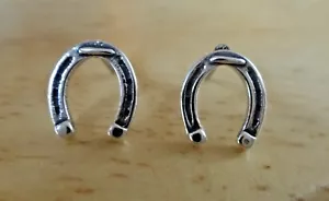 Sterling Silver TINY 9x8mm Horseshoe Horse Studs Posts Earrings! - Picture 1 of 3