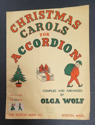 Vintage Sheet Music CHRISTMAS CAROLS FOR ACCORDION (1945) Olga Wolf, 22 songs - Image 1 of 2