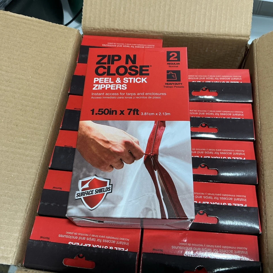 Zip N Close Peel & Stick Zippers 2- Regular Heavy Duty 1.50in x 7ft Zippers ZA02