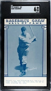1977 Baseball’s HOF Exhibits (Blue) Hank Greenberg Detroit Tigers - SGC 6 Ex/NM - Picture 1 of 2