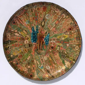 Antique Folk Art cigar band dish with Abraham Lincoln in the center - Picture 1 of 10