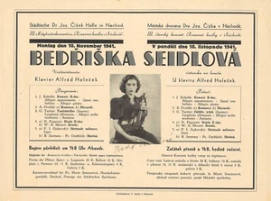 BEDRISKA SEIDLOVA violinista autografiado Broadside Nachod, 1941 - Imagen 1 de 1