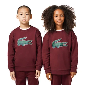 Lacoste Signature Print Jogger Kids' Sweatshirt Bordeaux  SJ1231-YUP - Picture 1 of 2