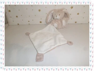⑰ - Doudou Peluche Lapin Beige Blanc Mouchoir Attache Sucette Tex Baby - Imagen 1 de 2